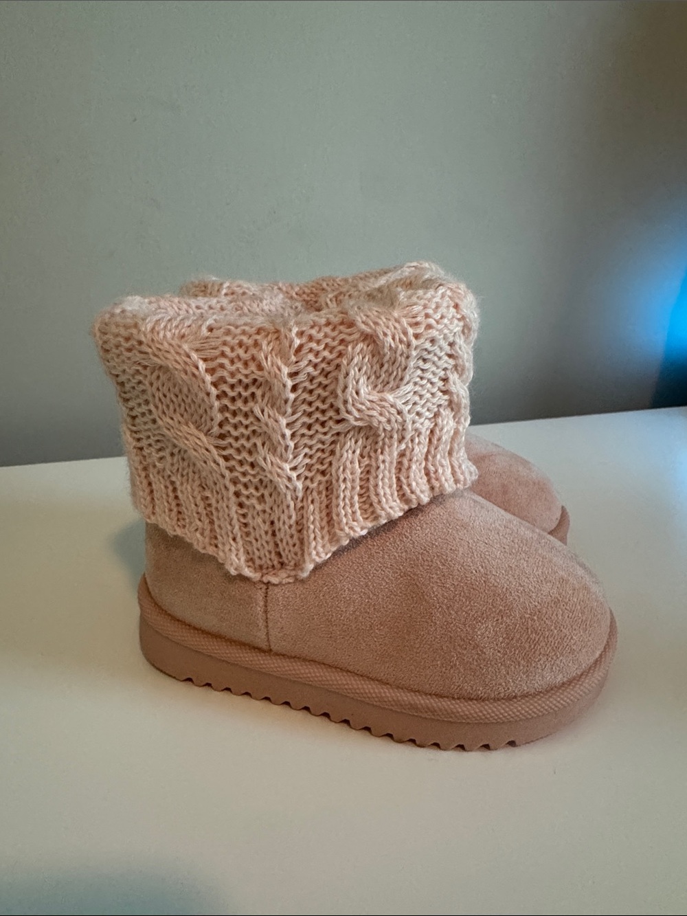 Girls' Knit Cuff Boots - Light Pink